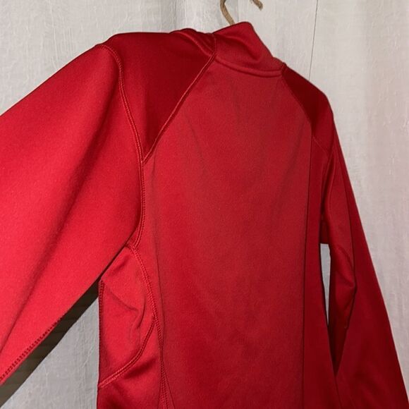 Nike S Therma-Fit Red Quarter Zip Fleece Interior Athletic Pullover Sweatshirt - Picture 9 of 13